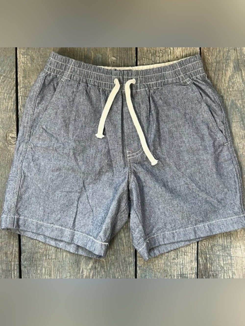 J CREW Blue Chambray Sportsmen Outfitters Pull On Shorts Mens XSMALL NWOT